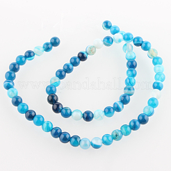 Natural Striped Agate/Banded Agate Round Bead Strands&nbsp;G-E232-11