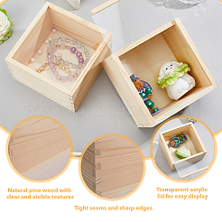 Unfinished Wood Storage Gift Box with Visible Acrylic Slide Lid&nbsp;FIND-WH0420-51