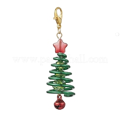 Christmas Tree Glass & Brass Bell Charm Pendant Decorations&nbsp;HJEW-JM04255