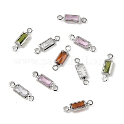SHEGRACE Brass Pave Cubic Zirconia Rectangle Connector Charms&nbsp;XGRQ2O840-445P