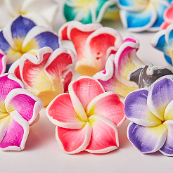 Handmade Polymer Clay 3D Flower Plumeria Beads&nbsp;CLAY-SC0001-02