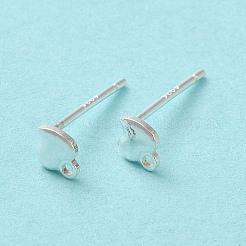 Heart 925 Sterling Silver Stud Earring Finddings&nbsp;STER-K174-11S