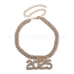 Brass Full Crystal Rhinestone 2025 Pendant Necklaces for Women&nbsp;NJEW-Q005-01G