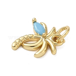 Brass Pave Light Blue Cubic Zirconia Coconut Tree Charms&nbsp;KK-A273-32G