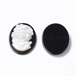 Natural Black Agate Cameo Cabochons&nbsp;G-L556-C