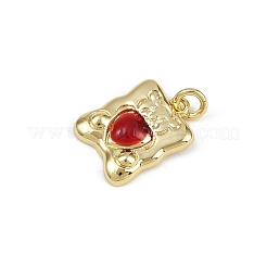 Brass Red Enamel Pendants&nbsp;KK-D424-29A-G