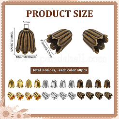 120Pcs 3 Colors Tibetan Style Caps&nbsp;TIBEB-PH0005-40