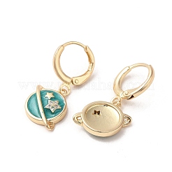 Planet Real 18K Gold Plated Brass Dangle Leverback Earrings&nbsp;EJEW-L268-034G-01