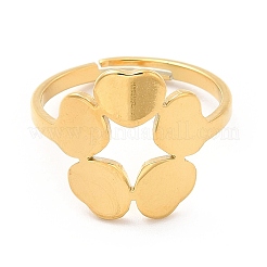 Ion Plating(IP) 201 Stainless Steel Flower Adjustable Ring for Women&nbsp;RJEW-F131-05G