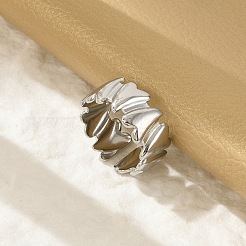 Heart 304 Stainless Steel Open Cuff Rings for Women&nbsp;RJEW-G338-19P