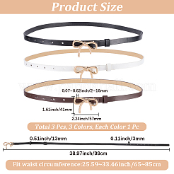 3Pcs 3 Colors Alloy Bowknot PU Leather Chain Belts for Women&nbsp;AJEW-CL0003-48B