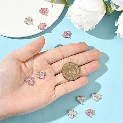 2Pcs 2 Colors Brass Pave Cubic Zirconia Charms&nbsp;ZIRC-YW0001-34