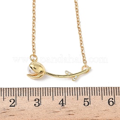 Brass and Acrylic Rose Flower Pendant 304 Stainless Steel Chain Necklaces for Women&nbsp;NJEW-D341-02G