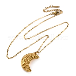 PVD Vacuum Plating 304 Stainless Steel Openable Moon Pendant Cable Chain Necklaces for Women&nbsp;STAS-Z114-18G