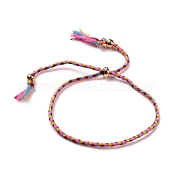 Polyester Braided Slider Bracelet with Brass Beads&nbsp;BJEW-A099-01