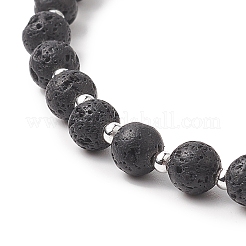 Natural Lava Rock & Synthetic Turquoise Rosary Bead Necklace&nbsp;NJEW-JN04238