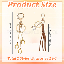 2Pcs Faux Suede Cord & Alloy Keychains&nbsp;KEYC-GA00018