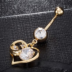 Brass Cubic Zirconia Navel Ring&nbsp;AJEW-EE0004-18