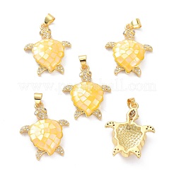 Real 18K Gold Plated Brass Micro Pave Clear Cubic Zirconia Pendants&nbsp;KK-D004-05G-M01