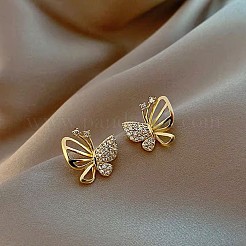Butterfly Alloy Crystal Rhinestone Stud Earrings&nbsp;FS-WG77936-01