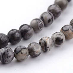 Natural Map Stone/Polychrome Jasper/Picasso Stone/Picasso Jasper Bead Strands&nbsp;G-K152-04-4mm