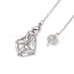 Non-Tarnish Stainless Steel Braided Chain Macrame Pouch Empty Stone Holder Dowsing Pendulums&nbsp;PALLOY-JF02738