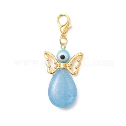 4Pcs Teardrop Angel Natural Amethyst & Green Aventurine & Quartz Imitation Aquamarine & Rose Quartz Pendant Decorations&nbsp;HJEW-JM04034
