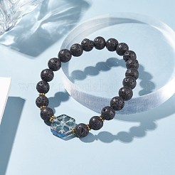 Natural Lava Rock Beads Oil Diffuser Stretch Bracelet&nbsp;BJEW-JB07246
