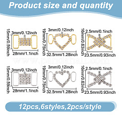 12Pcs 6 Styles Brass with Alloy Rhinestone Shoe Decoration&nbsp;FIND-HY0003-68