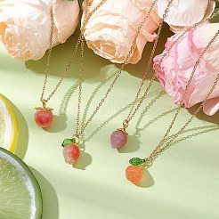 Natural Agate Fruit Pendant Necklaces&nbsp;NJEW-JN05010