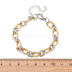 8MM Duo Tone 304 Stainless Oval Link Chain Bracelets&nbsp;SA-CBA725A-27GP