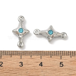 304 Stainless Steel Aquamarine Rhinestone Connector Charms&nbsp;STAS-L308-03A-P