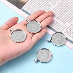 Flat Round Tibetan Style Alloy Pendant Cabochon Settings&nbsp;PALLOY-K109-34AS-RS