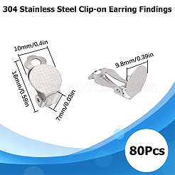 80Pcs 304 Stainless Steel Clip-on Earring Findings&nbsp;STAS-SC0005-67