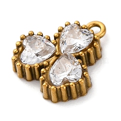 Ion Plating(IP) 304 Stainless Steel Cubic Zirconia Pendants&nbsp;STAS-R141-05G-03