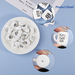 24Pcs 12 Style Cup with Word Pattern Silicone Beads&nbsp;SIL-CA0002-77
