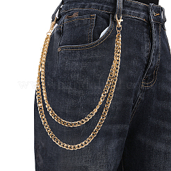 Alloy Double Layer Chain Belts for Pants&nbsp;AJEW-WH20018-130G