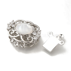 Brass Micro Pave Clear Cubic Zirconia Box Clasps with Resin&nbsp;KK-H480-08P