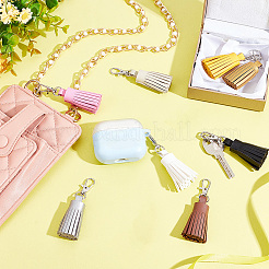 10Pcs 10 Colors PU Imitation Leather Tassel Keychains&nbsp;KEYC-WR0001-19