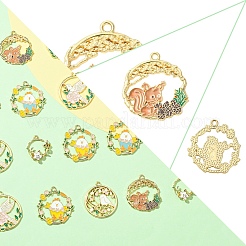 28Pcs 7 Styles Alloy Enamel Pendants&nbsp;ENAM-YW0004-90