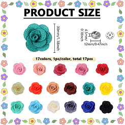 17Pcs Cloth Flower Brooches&nbsp;JEWB-FG00002