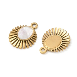 304 Stainless Steel Natural White Shell Pendants&nbsp;STAS-L288-07G-02