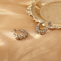 304 Stainless Steel C Shaped Spring Design Stud Earrings&nbsp;FA3062-2