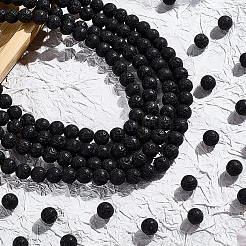 5 Strands Natural Lava Rock Round Beads Strands&nbsp;G-LT0001-02A-02
