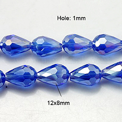 Electroplate Glass Beads Strands&nbsp;EGLA-D015-12x8mm-12