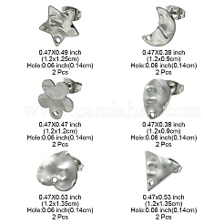 12Pcs 6 Styles 304 Stainless Steel Stud Earring Findings&nbsp;FIND-FS0002-39
