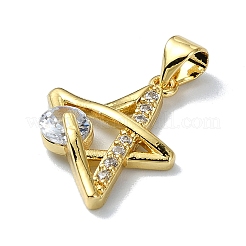 Rack Plating Real 18K Gold Plated Brass Micro Pave Cubic Zirconia Pendants&nbsp;KK-B084-10G