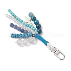 Natural & Synthetic Mixed Gemstone Round Cross Beads Pendant Decorations&nbsp;HJEW-TA00465