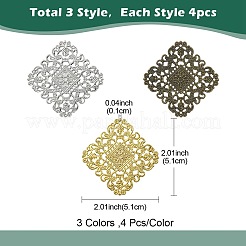 12Pcs 3 Colors Iron Filigree Joiner Links&nbsp;IFIN-YW0003-46