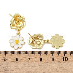 Daisy Flower Brass Dangle Stud Earrings&nbsp;EJEW-S277-04G